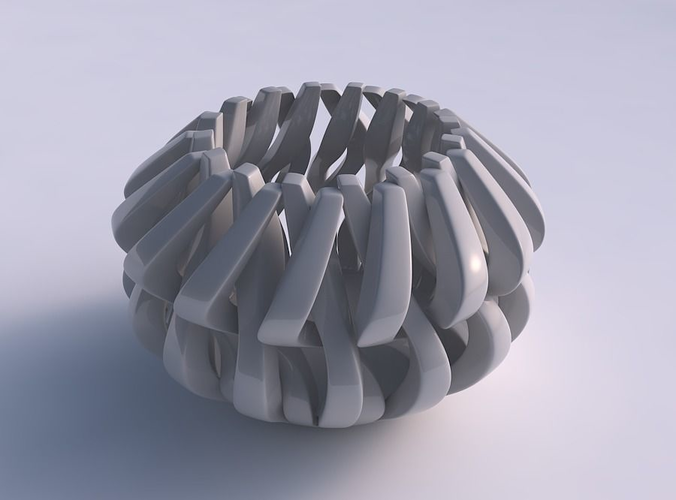 Bowl cylindrical with twisted sharp muscle structures squeezed 2