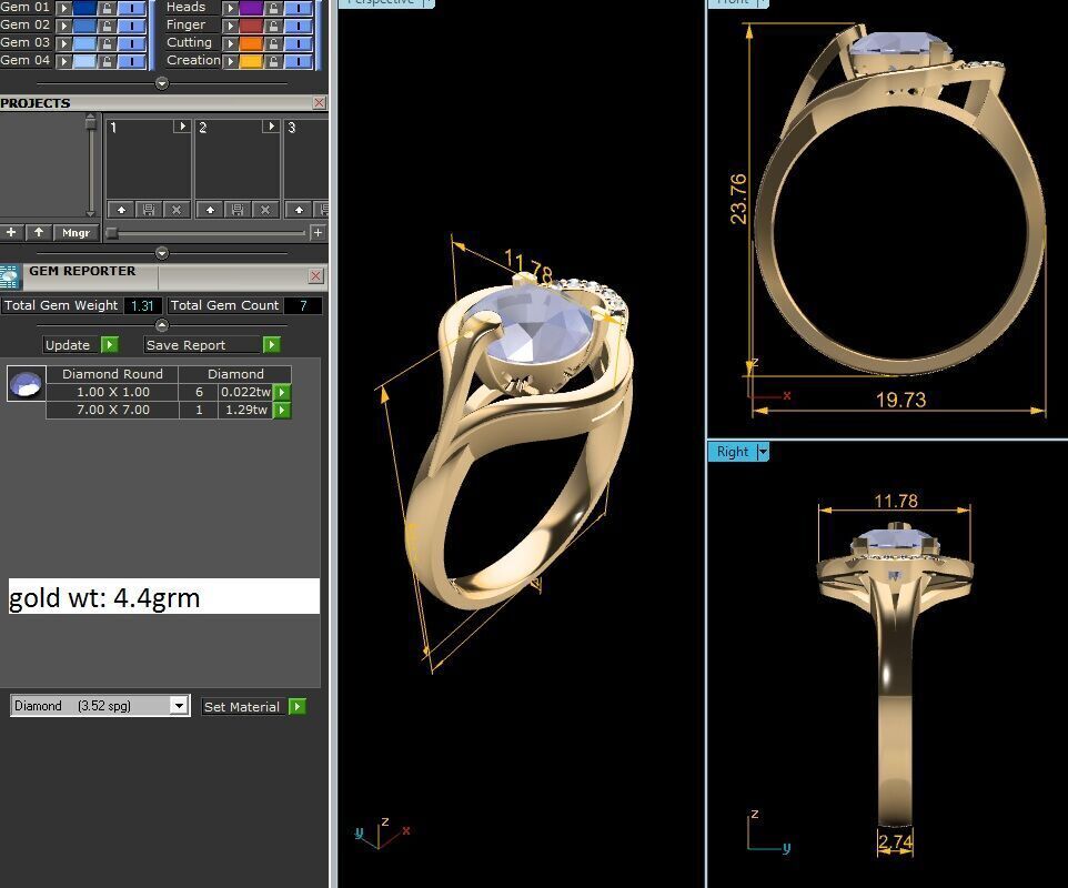 Women Ring Render 3dm STL OBJ FBX Details 3D print model_12