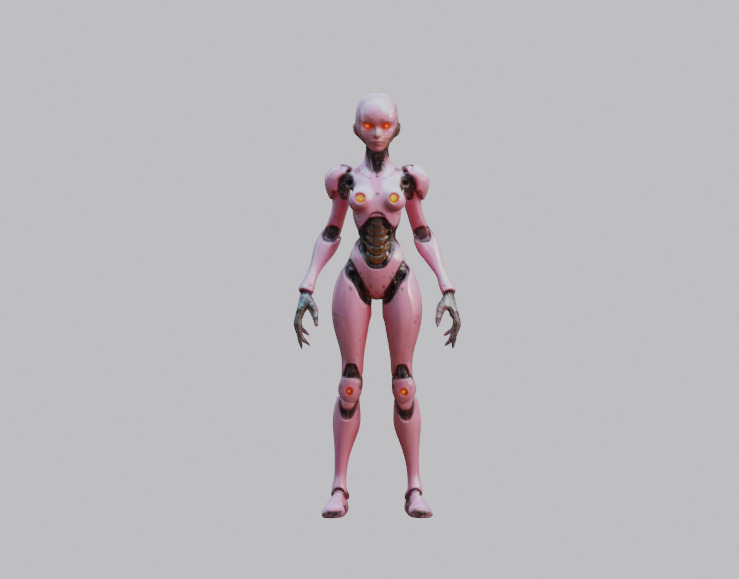 Futuristic Female Robot Assistant 3D model_4