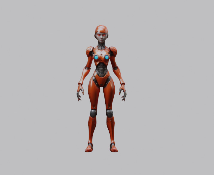 Futuristic Female Robot Assistant 3D model_6