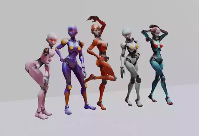 Futuristic Female Robot Assistant 3D model