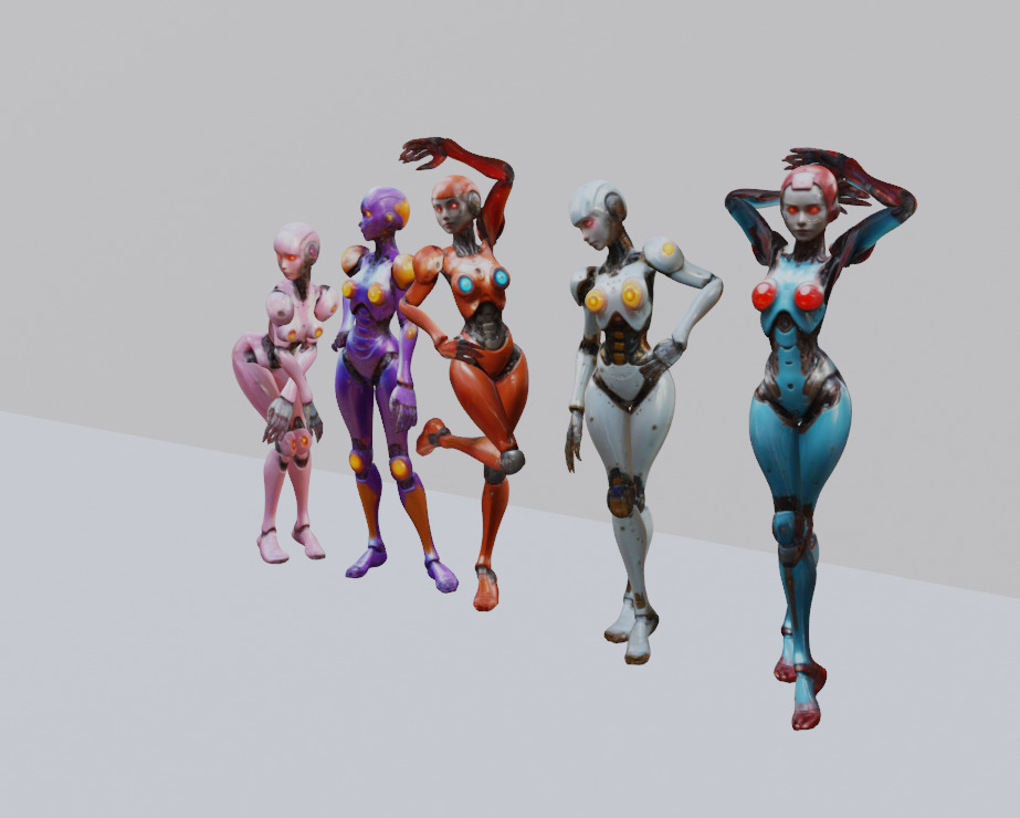 Futuristic Female Robot Assistant 3D model_1