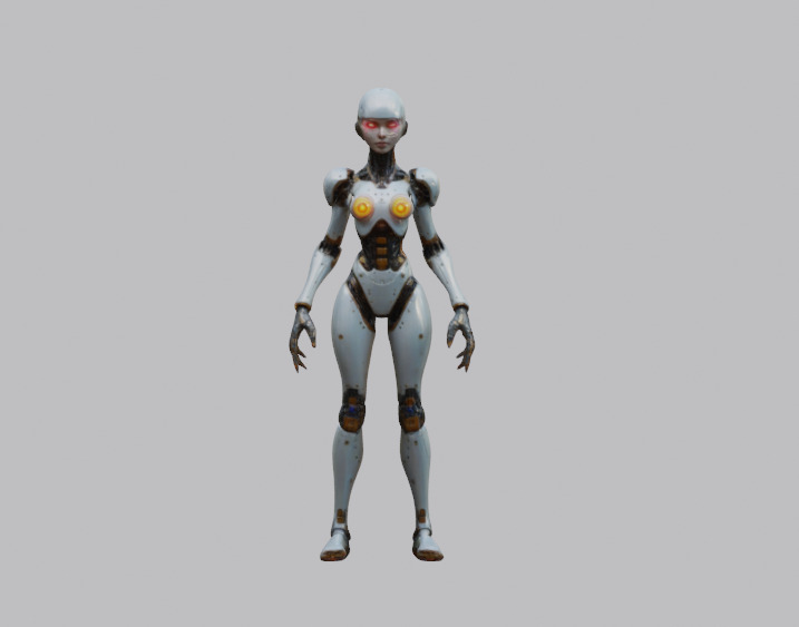 Futuristic Female Robot Assistant 3D model_7