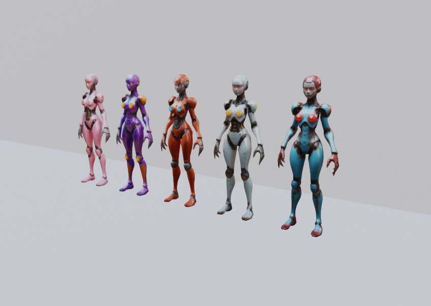 Futuristic Female Robot Assistant 3D model_3