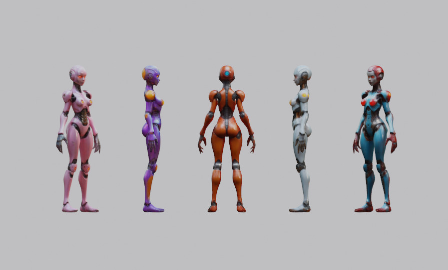 Futuristic Female Robot Assistant 3D model_9