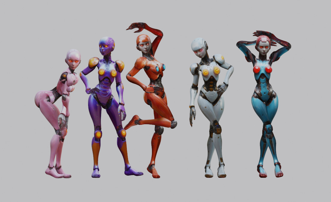 Futuristic Female Robot Assistant 3D model_11