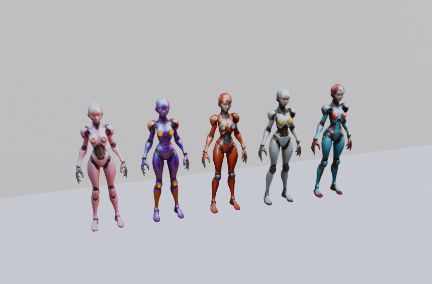 Futuristic Female Robot Assistant 3D model_2