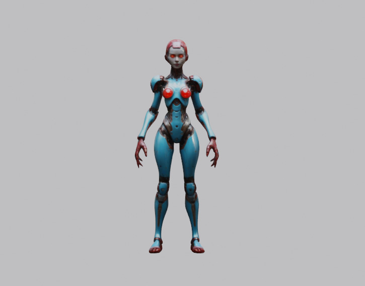 Futuristic Female Robot Assistant 3D model_8