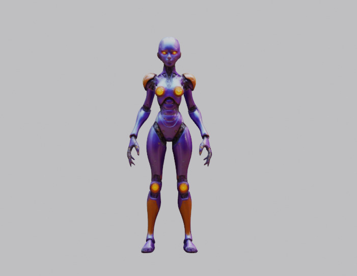 Futuristic Female Robot Assistant 3D model_5
