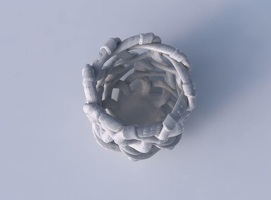 Bowl cylindrical with interlacing soft edged lattice and ribb... 3D print model_2