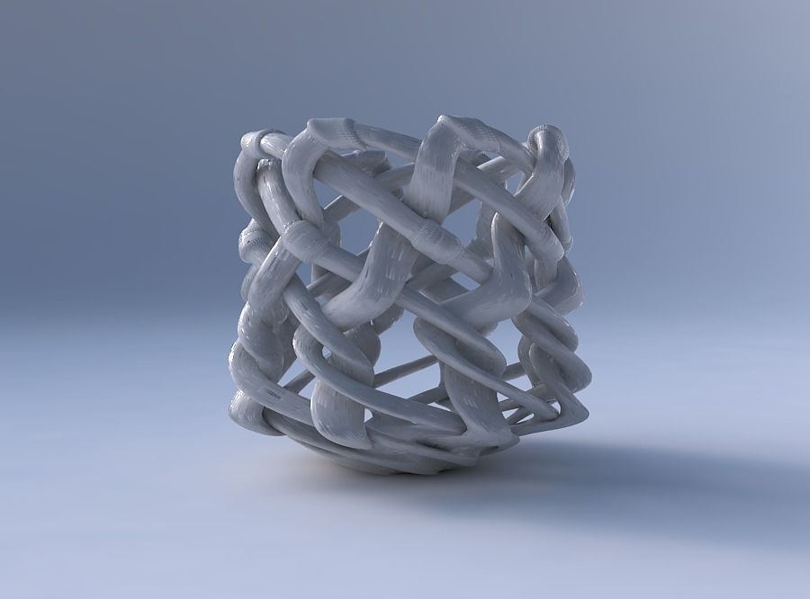 Bowl cylindrical with interlacing soft edged lattice and ribb... 3D print model_4