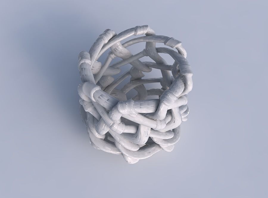 Bowl cylindrical with interlacing soft edged lattice and ribb... 3D print model_1