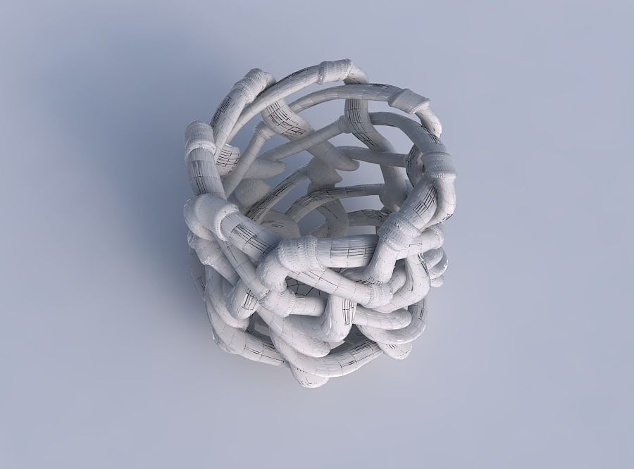 Bowl cylindrical with interlacing soft edged lattice and ribb... 3D print model_6