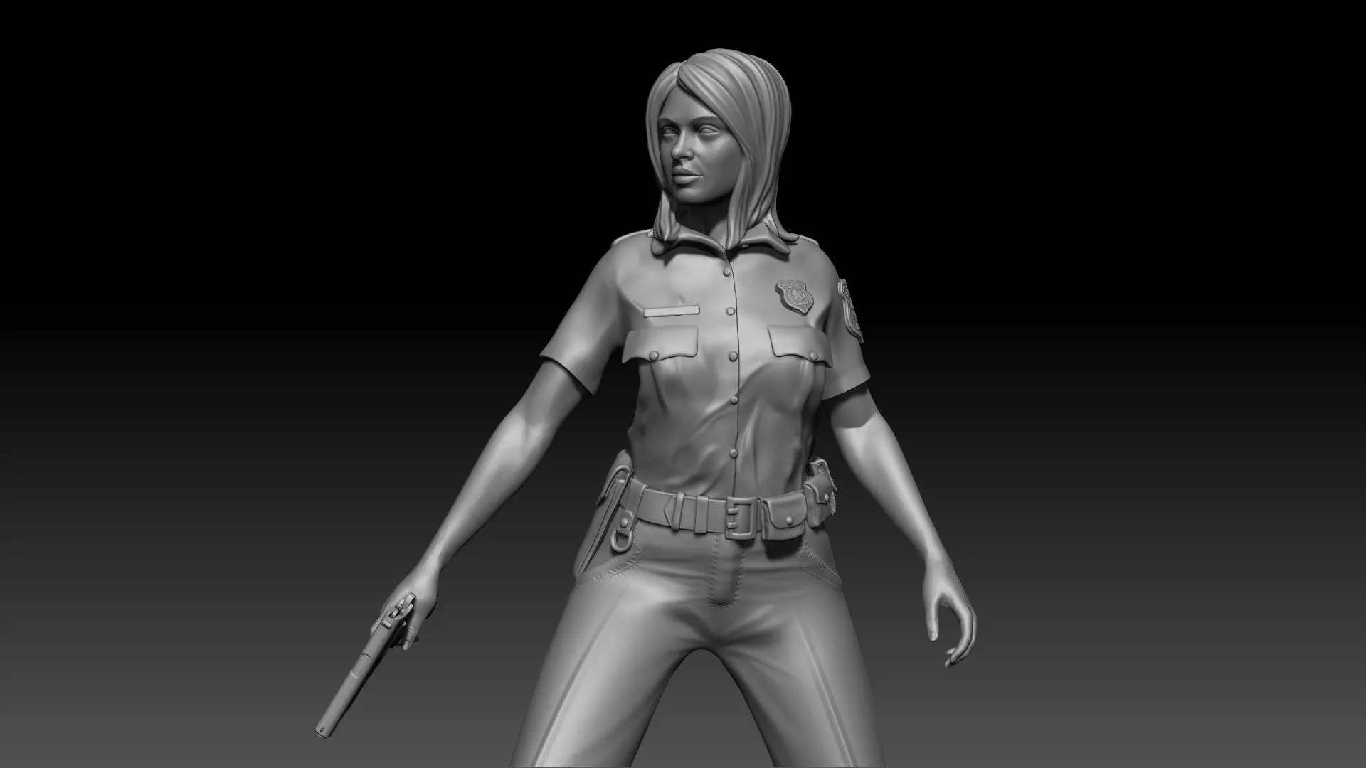  Police Girl for 3d Print 3D print model_0