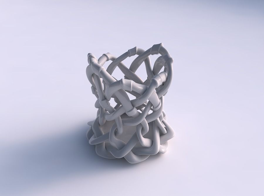 Bowl cylindrical with interlacing soft edged lattice and ribb... 3D print model_0