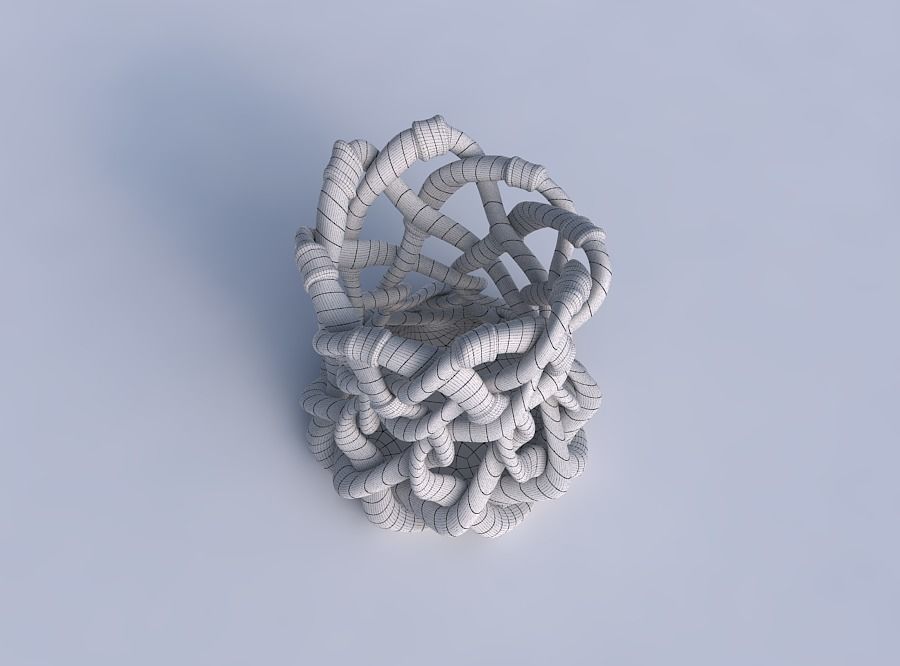 Bowl cylindrical with interlacing soft edged lattice and ribb... 3D print model_6