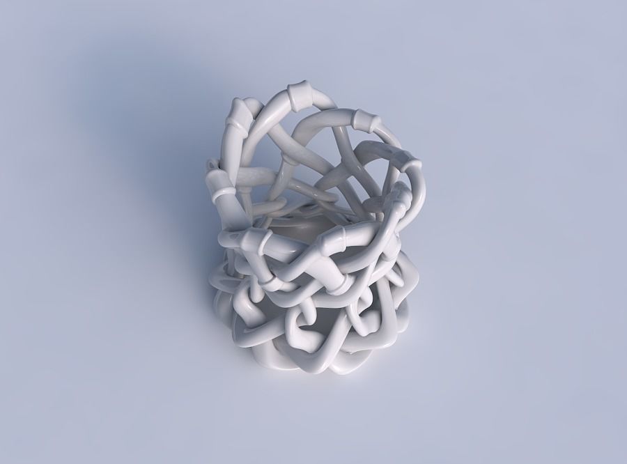 Bowl cylindrical with interlacing soft edged lattice and ribb... 3D print model_1