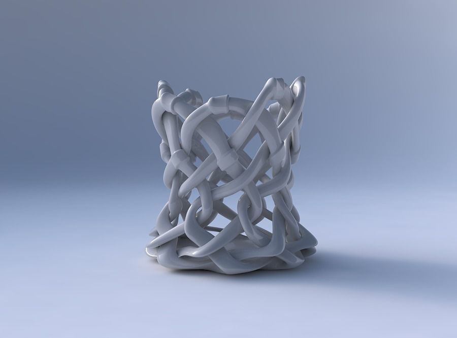 Bowl cylindrical with interlacing soft edged lattice and ribb... 3D print model_4