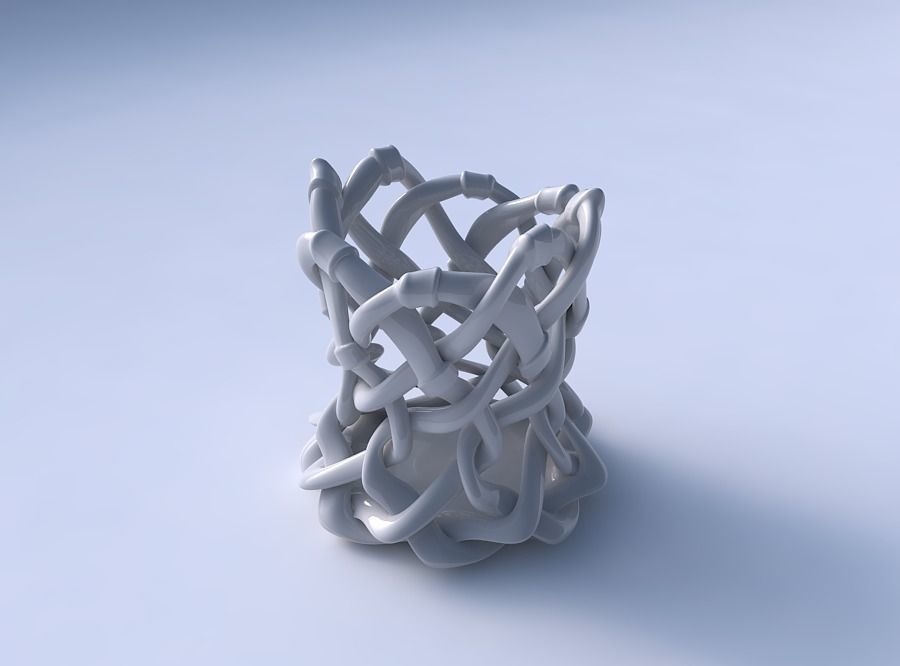 Bowl cylindrical with interlacing soft edged lattice and ribb... 3D print model_3