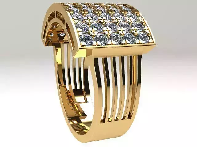 Man Signet Ring  With Diamond