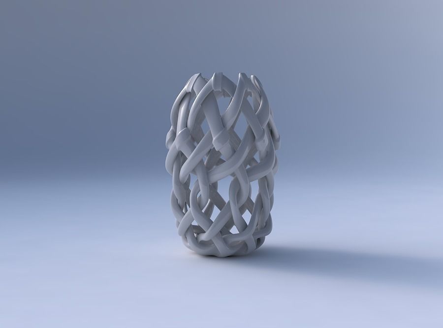 Bowl cylindrical with interlacing soft edged lattice and ribb... 3D print model_4