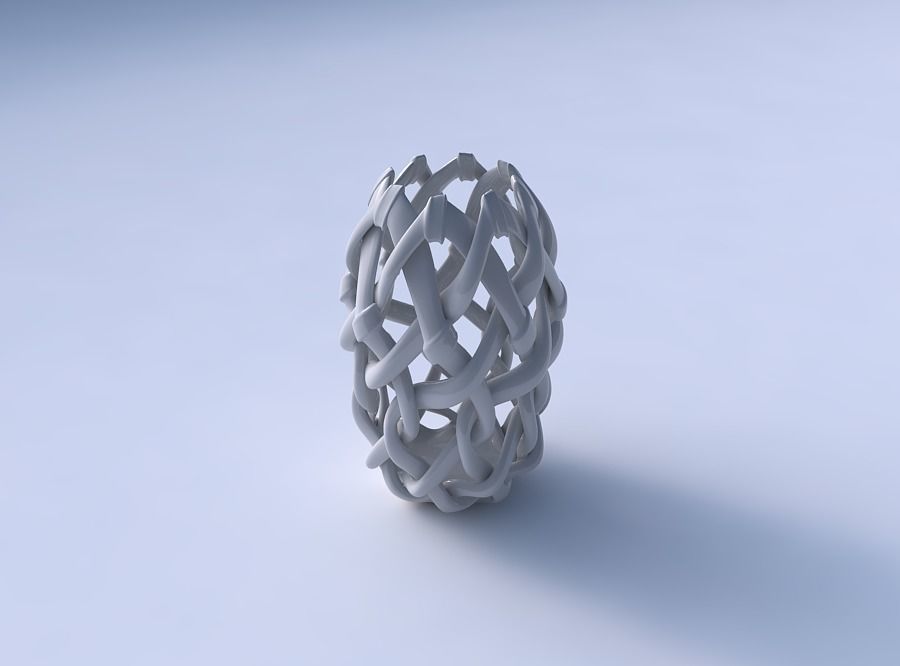 Bowl cylindrical with interlacing soft edged lattice and ribb... 3D print model_3