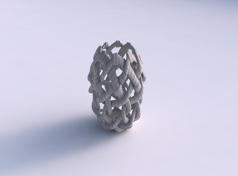 Bowl cylindrical with interlacing soft edged lattice and ribb... 3D print model_5