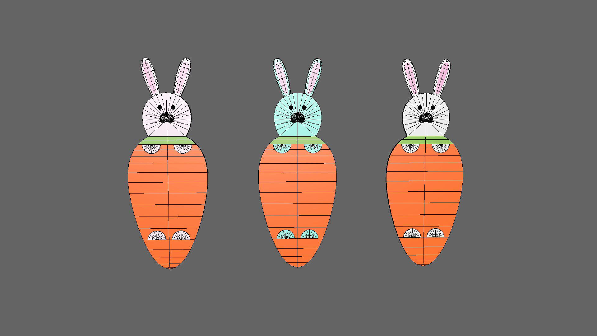 Easter Bunny Card Low-poly 3D model_4