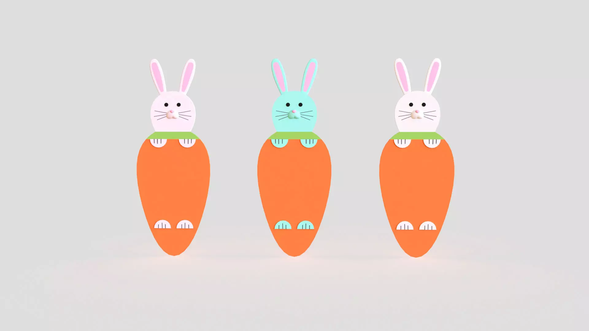 Easter Bunny Card Low-poly 3D model_0