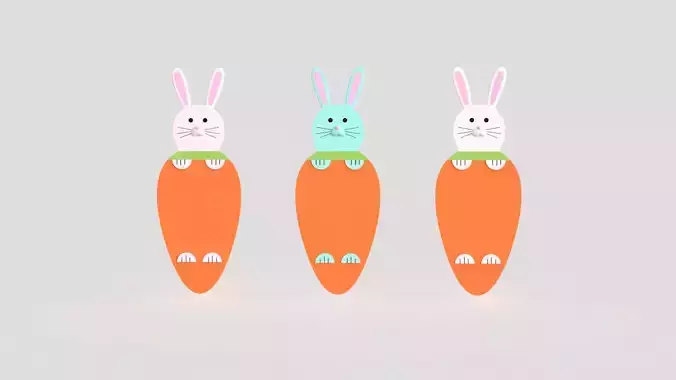 Easter Bunny Card Low-poly 3D model