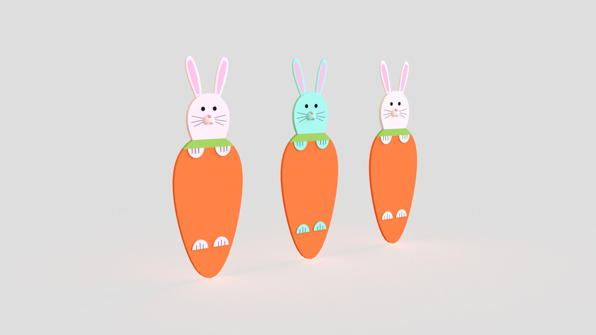 Easter Bunny Card Low-poly 3D model_1