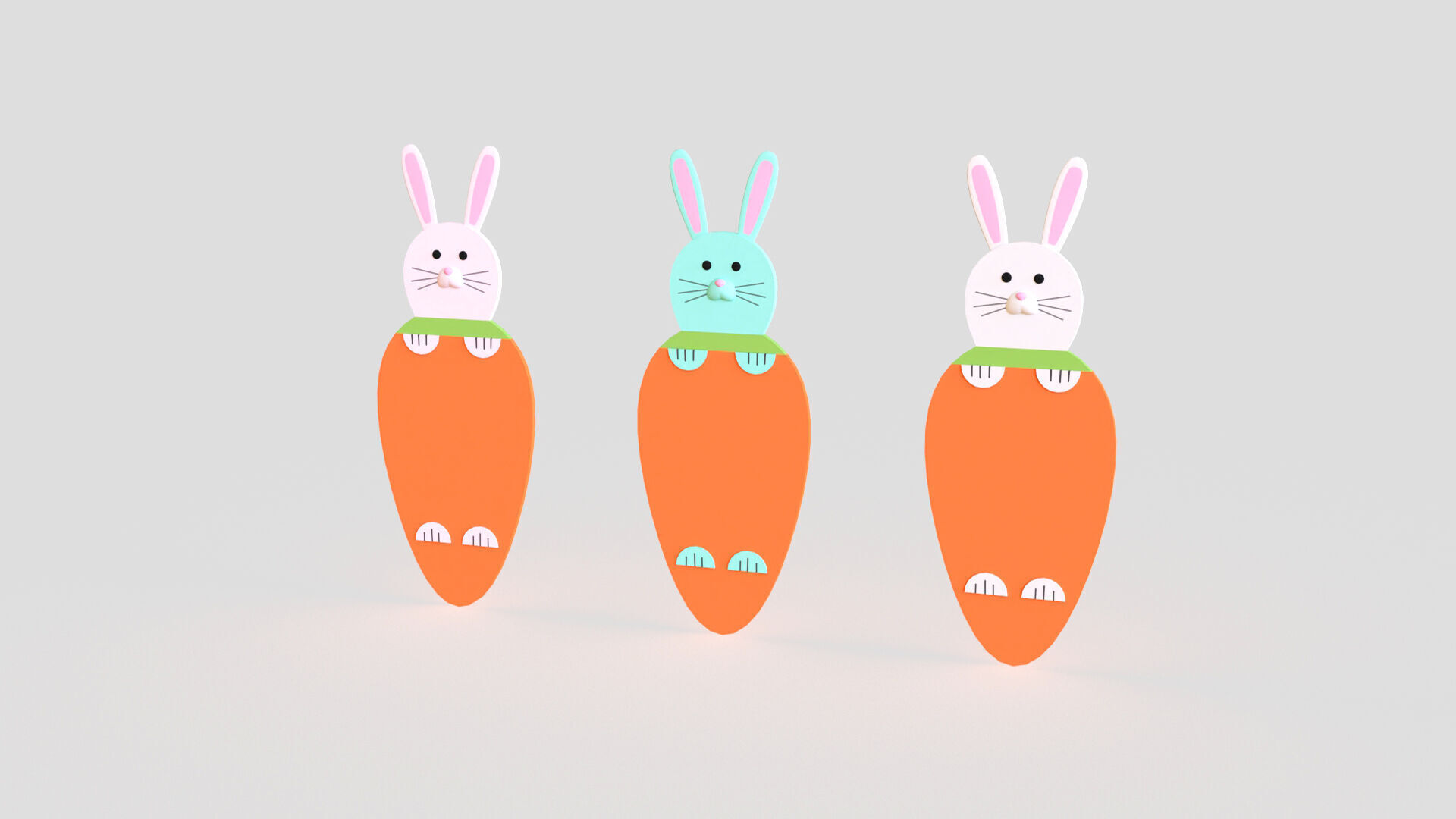 Easter Bunny Card Low-poly 3D model_2