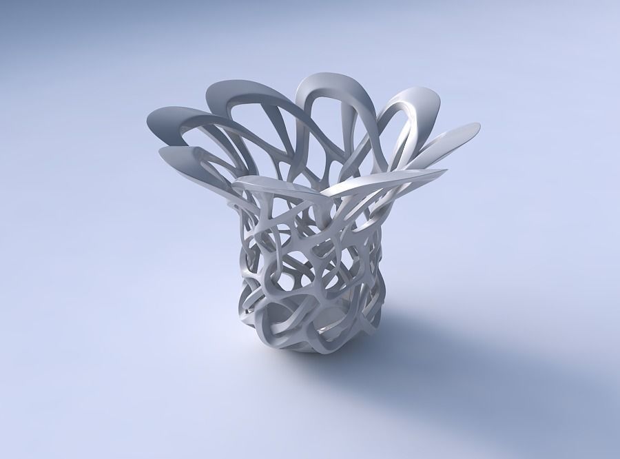 Bowl cylindrical with interlacing sharp edged lattice widened... 3D print model_3