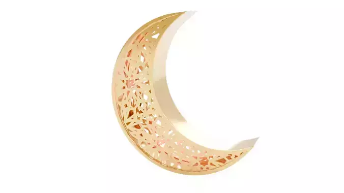 Elegant Crescent Moon with Islamic Geometric Patterns