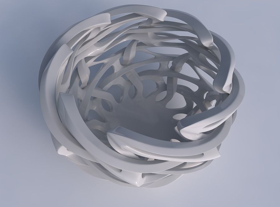 Bowl cylindrical with interlacing sharp edged lattice twisted... 3D print model_1