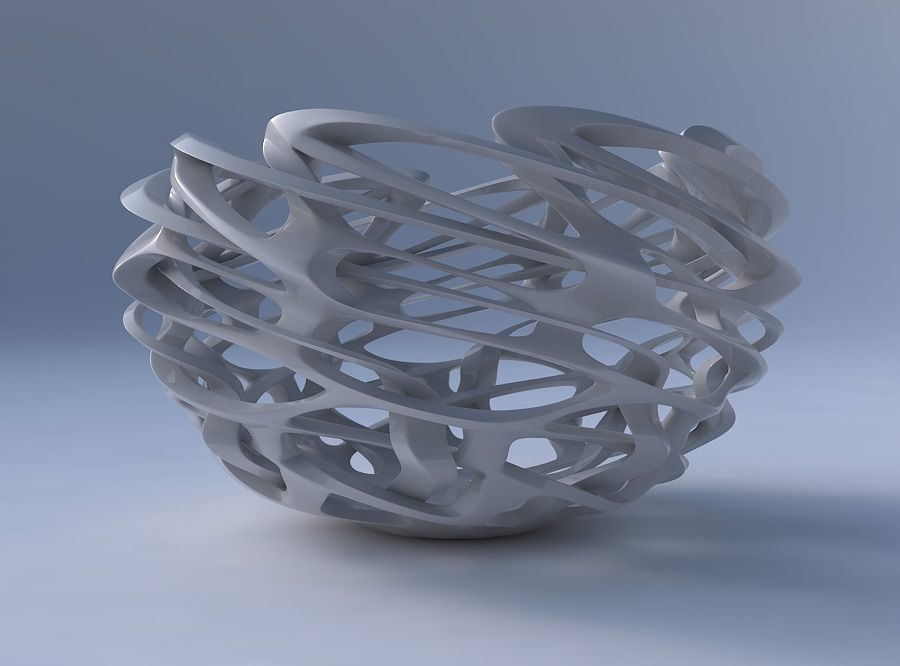 Bowl cylindrical with interlacing sharp edged lattice twisted... 3D print model_4
