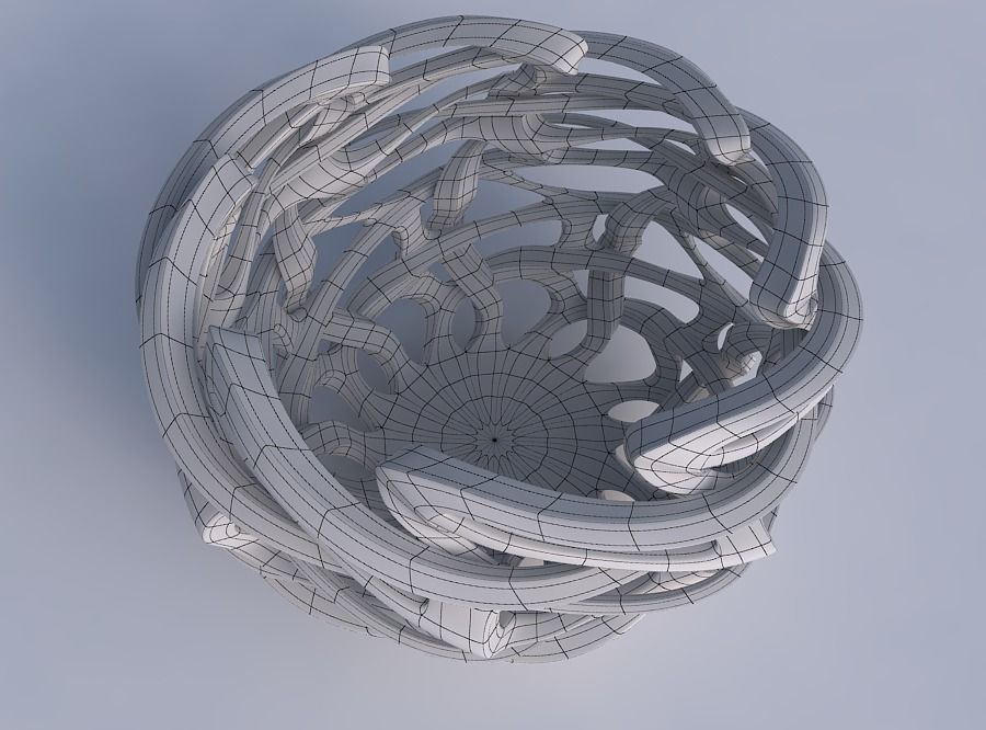 Bowl cylindrical with interlacing sharp edged lattice twisted... 3D print model_6