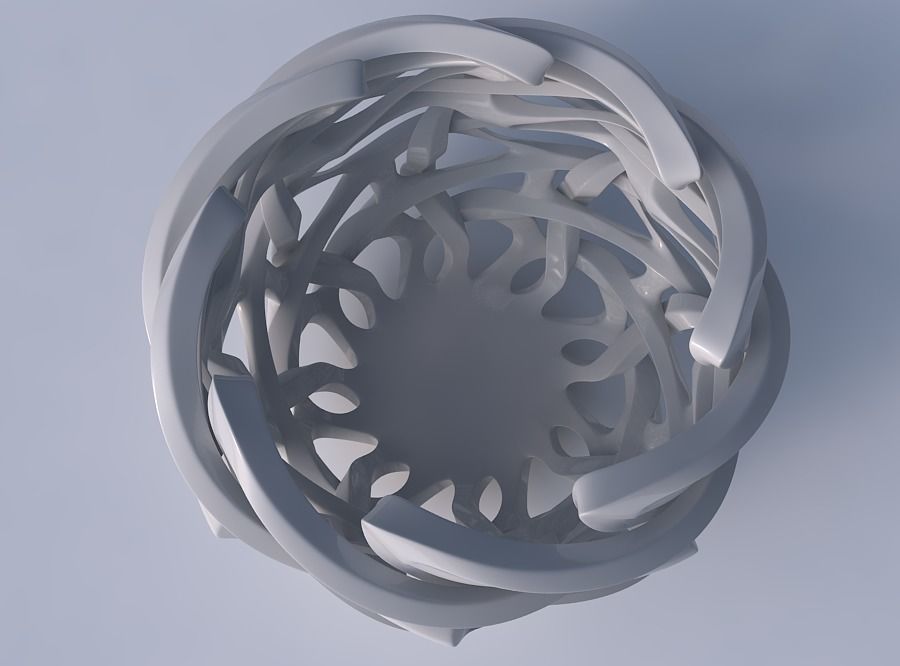 Bowl cylindrical with interlacing sharp edged lattice twisted... 3D print model_2