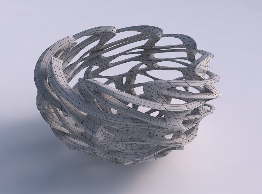 Bowl cylindrical with interlacing sharp edged lattice twisted... 3D print model_5