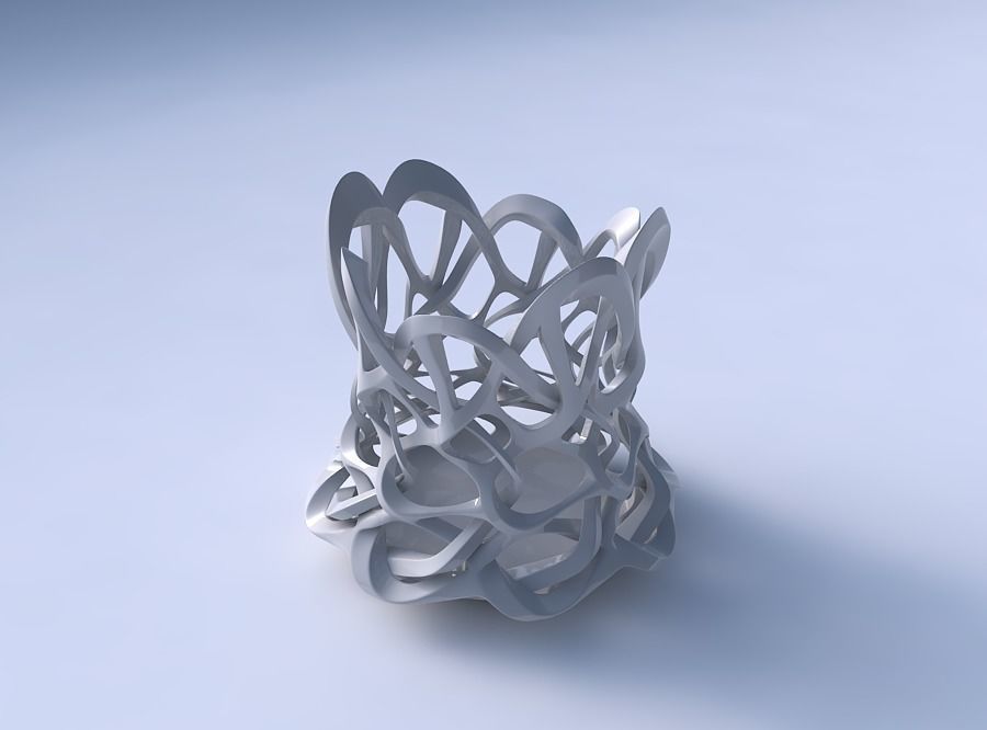 Bowl cylindrical with interlacing sharp edged lattice streche... 3D print model_3