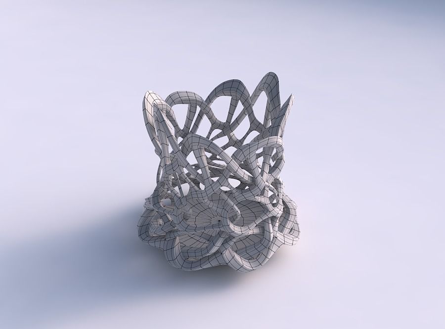 Bowl cylindrical with interlacing sharp edged lattice streche... 3D print model_5