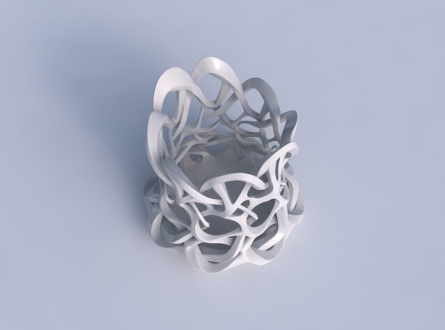 Bowl cylindrical with interlacing sharp edged lattice streche... 3D print model_1