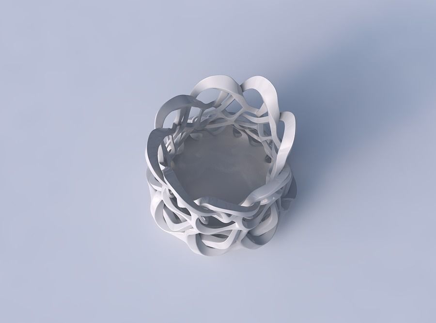 Bowl cylindrical with interlacing sharp edged lattice streche... 3D print model_2