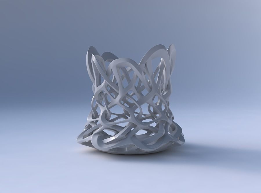 Bowl cylindrical with interlacing sharp edged lattice streche... 3D print model_4