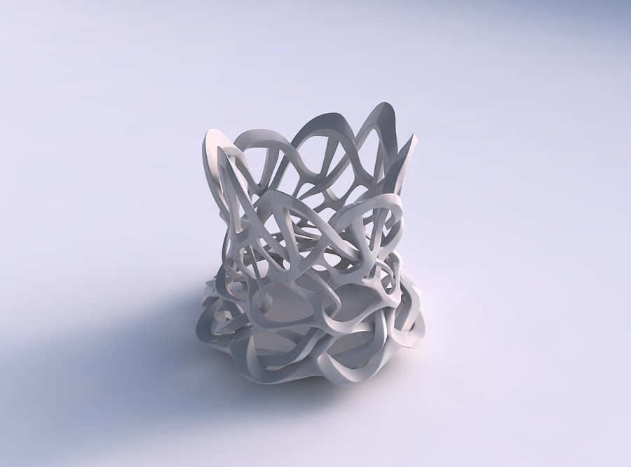 Bowl cylindrical with interlacing sharp edged lattice streche... 3D print model_0