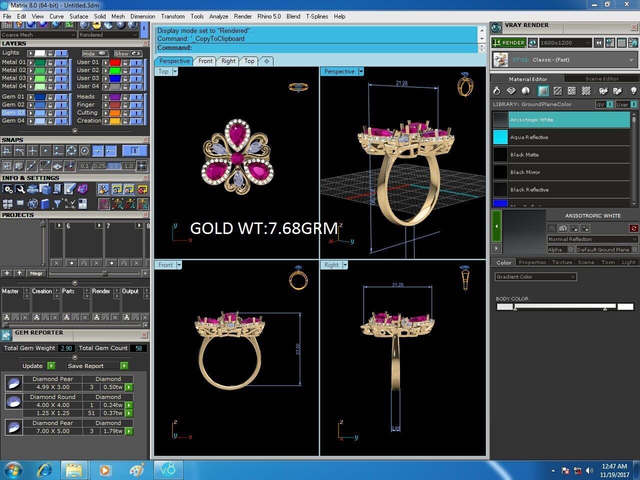 Women Ring Render 3dm STL OBJ FBX Details 3D print model_6