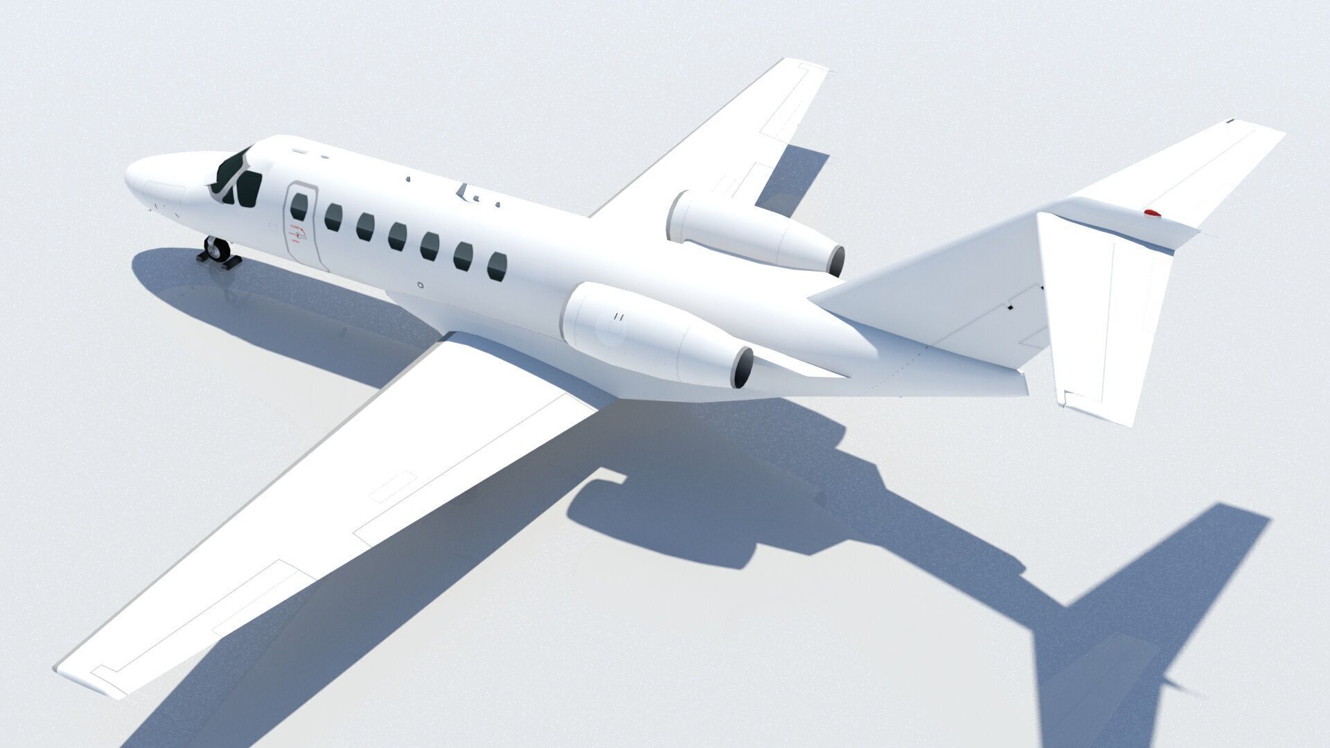 Cessna Citation CJ3 blank texture jet PBR Low-poly 3D model_9
