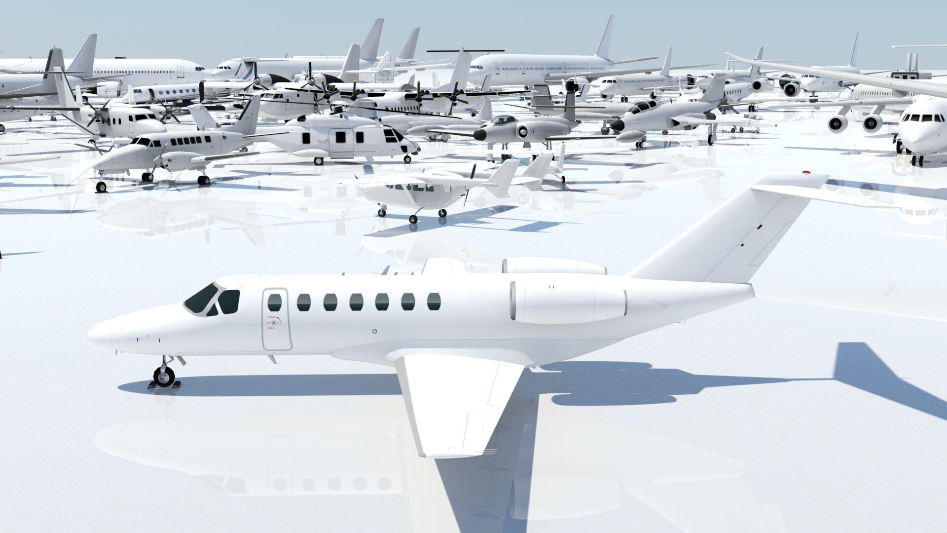 Cessna Citation CJ3 blank texture jet PBR Low-poly 3D model_10