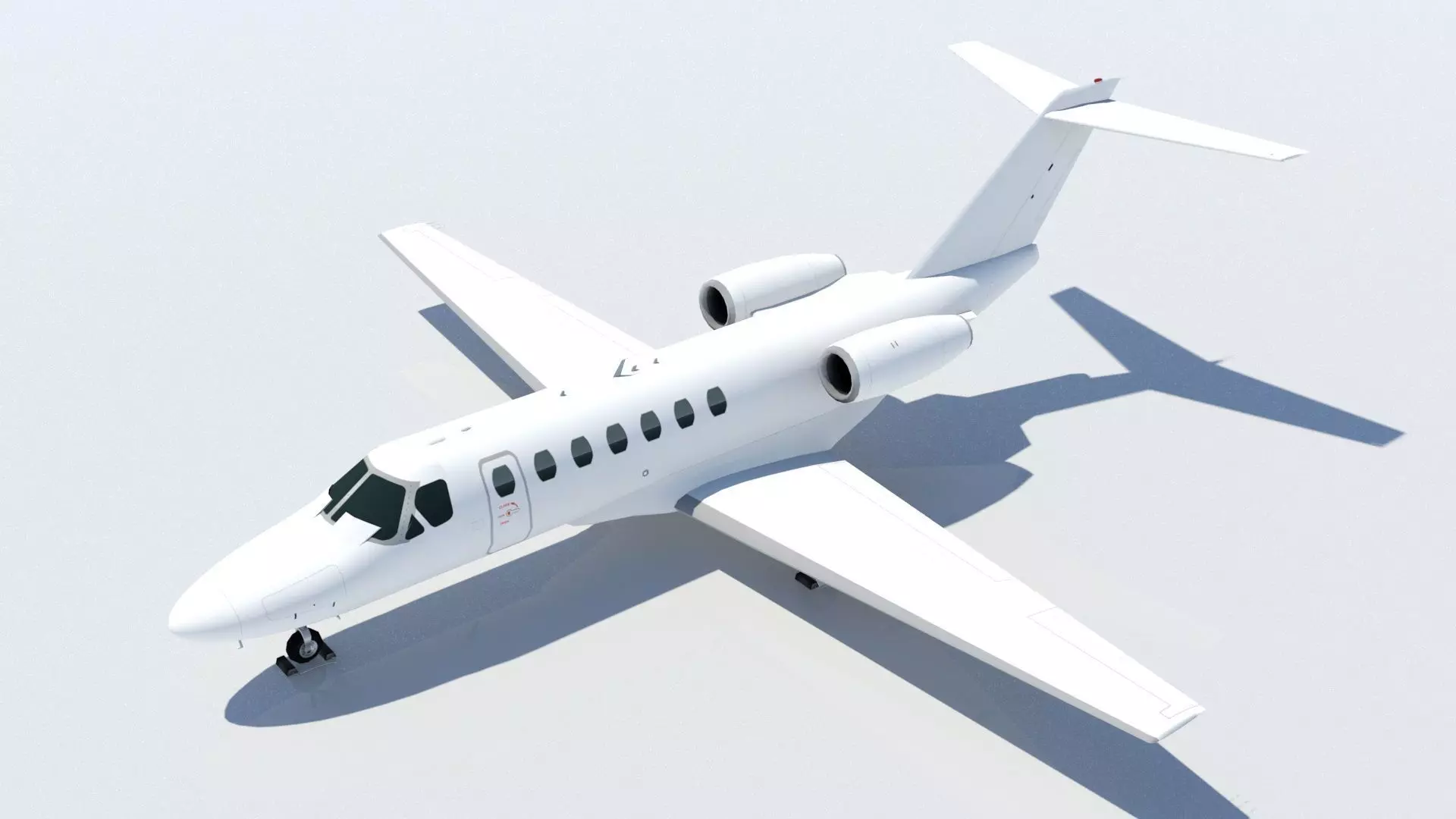 Cessna Citation CJ3 blank texture jet PBR Low-poly 3D model_0
