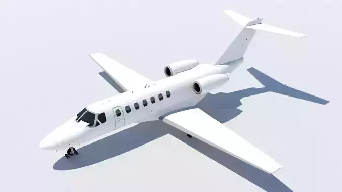 Cessna Citation CJ3 blank texture light business jet GA Low-poly 3D model